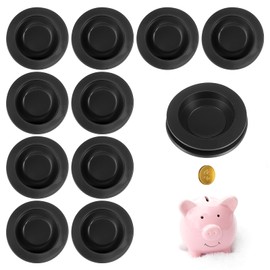Tweruna 10 PCS Piggy Bank Stoppers Rubber Plugs, Round Piggy Bank Plug, Black Rubber Money Saving Box Plug 1.5inch Outer Diameter