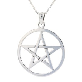 Jewelry Trends Sterling Silver Pentacle Pentagram Star Pendant Necklace 18"