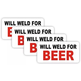 Unbranded/Generic 4x WELD FOR BEER Hard Hat Stickers | Welding Helmet Decals | Funny Welder Labels