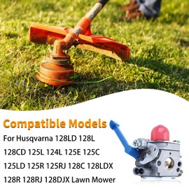 Mtanlo Vergaser Kit für Husqvarna 128LD, 128L, 128LDX, 124C, 124L, 128C, 128CD Rasenmäher, mit Luftfilter + Zündkerze + Kraftstofffilter + Dichtung, Ersatz 545081850