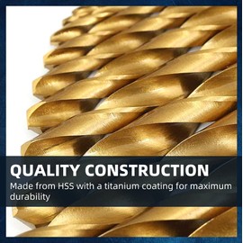 ARESMRO Titanium Twist Drill Bit Set- 3/16''(10PCS)，Titanium HSS Hex Shank Impact Drill Bit Set with High Speed Steel for Wood Plastic Aluminum Alloy, Quick Change