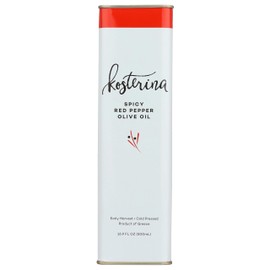 Kosterina Spicy Red Pepper Olive Oil Tin | Polyphenol Rich Greek Olive Oil, Cold-Pressed from Early Harvest Koroneiki Olives | Infused with Red Pepper for Bold Flavor | Product of Greece (16.9 oz)