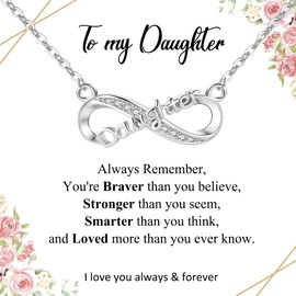 VEEDOFA Daughter Birthday Gifts Sterling Silver Mum And Daughter Pendant Necklace Adjustable Necklace for Women