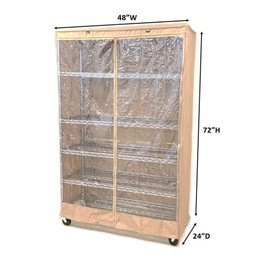 Formosa Covers Storage Shelving Unit Cover, Khaki Color with one Side See Through Panel in 4 Sizes (Cover Only) for Home, Storage, Organization, Work, Medical and More! (48" Wx24 Dx72 H)