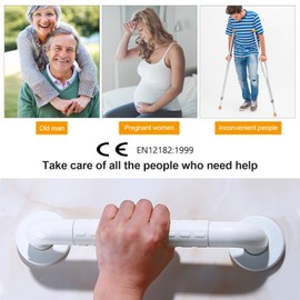 Bath Grab Rails with Anti-Slip Grip and Safety Luminous Circles, Bath Handle, Towel Holder with Stainless Steel Inner Tube, 30 cm, Sturdy Plastic Outer case, for Elderly, Inconvenient People, Kids
