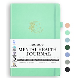 SIMSIMY Mental Health Journal, 91-Day Self Care Journal for Women Men, Guided Anxiety & Stress Relief Journal with Mood Tracker, Cognitive Behavioral Therapy Journaling with Mental Health Coloring Pages & Dream Log