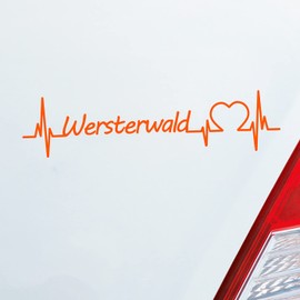 Hellweg Druckerei Car Sticker Westerwald Pulse Heartbeat Fun Sticker Rear Window Sticker Car Sticker with Holiday Region Motif