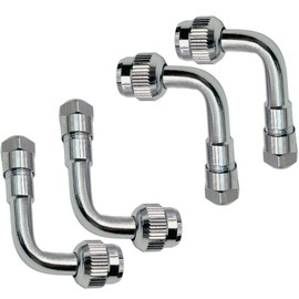 Valve Stem Extenders,45 Degree 90 Degree 135 Degree Schrader Tire Valve Extension Compatible for Dual Wheels Passenger Cars, RV, Stroller, Bicycles, Motorcycles and Trailers (4 Pack 90 Degree)