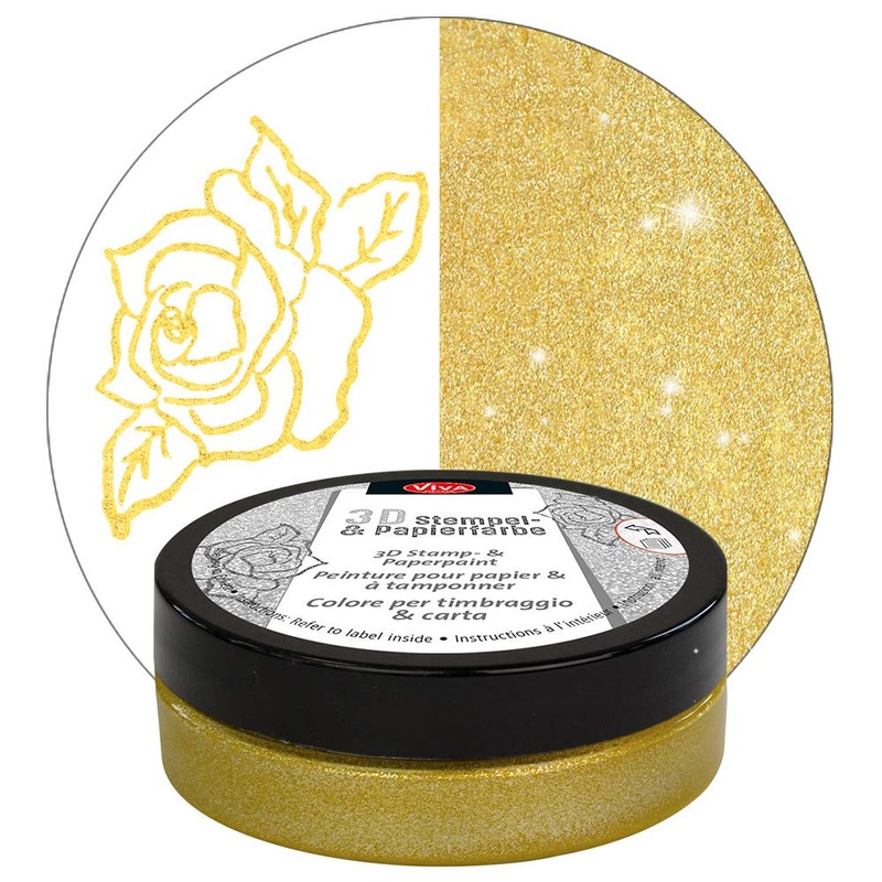 Viva Decor 3D Stamp Paint 50ml-Light Gold, Other, Multicoloured
