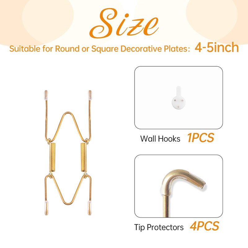 Plate Hangers for Wall for 4-5 inch, 3 Pack, Gold