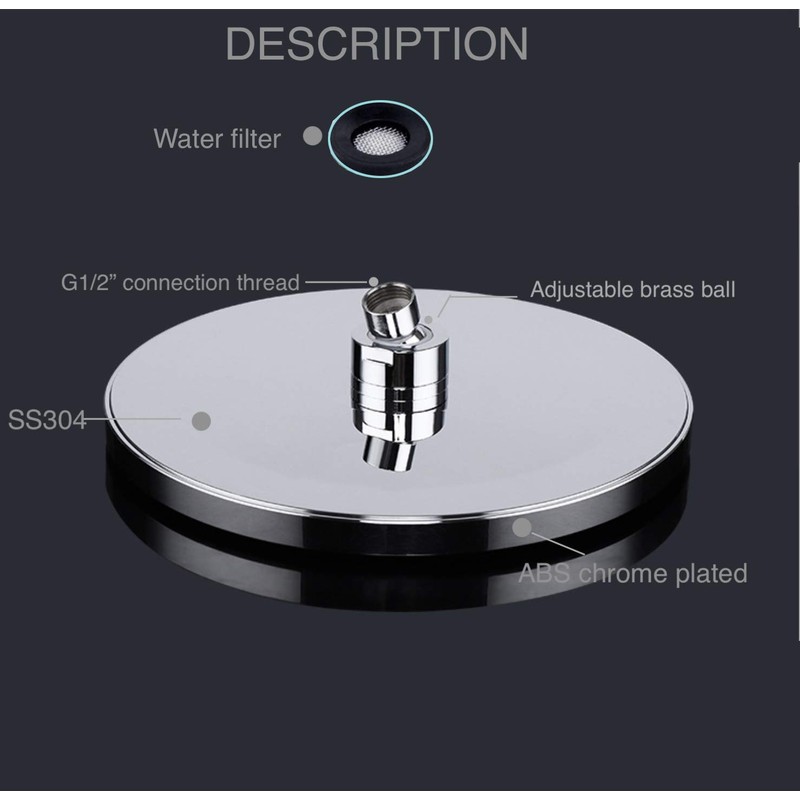 Krobec Shower Head Shower Head 200mm Chrome Premium Shower Set