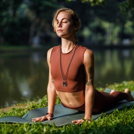 COAI 108 Mala Necklaces with Crystal Pendant, Stone, Onyx Jasper
