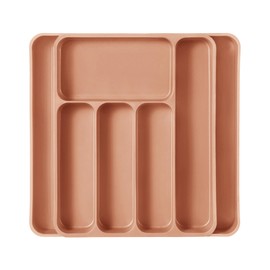 CAROTE Silverware Organizer for Spoons Forks Knives, Expandable Kitchen Drawer Organizer, BPA Free Adjustable Flatware and Cutlery Drawer Organizer, Large, Pink