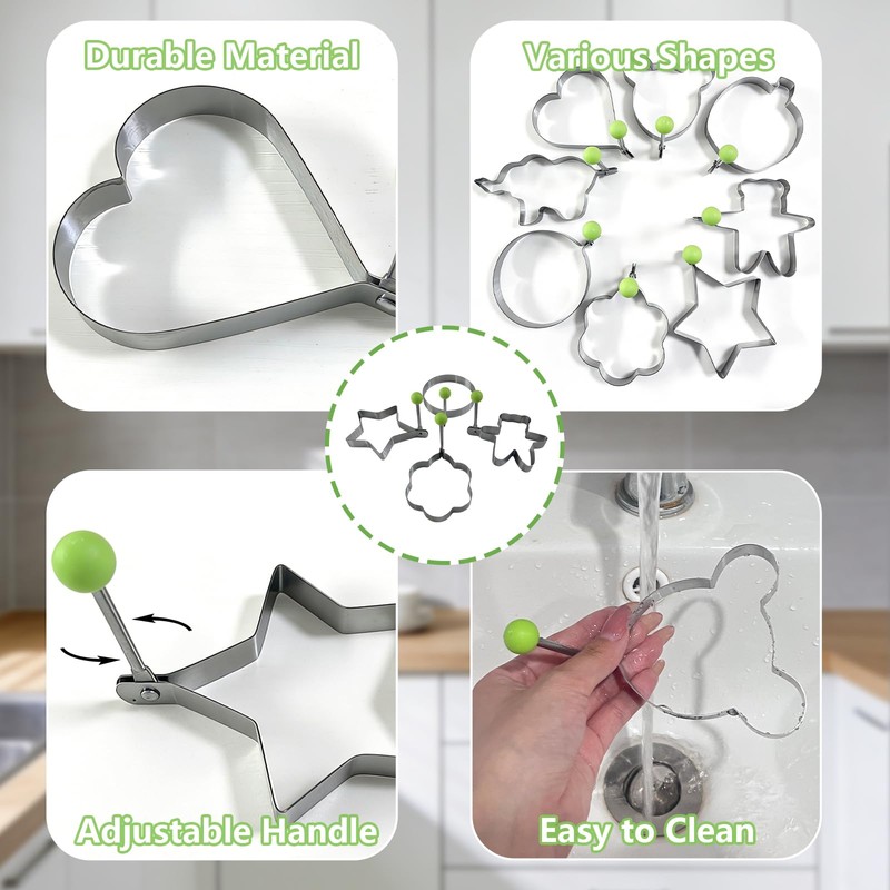 Slomg 8pcs Set Fried Egg Rings Molds Non Stick for