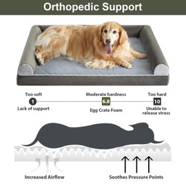 BFPETHOME Washable Dog Beds for Medium Dogs, Orthopedic Dog Bed Medium, Big Dog Couch Bed with Removable Washable Cover, Waterproof Lining and Nonskid Bottom, Egg-Crate Foam Pet Sofa Bed for Sleeping