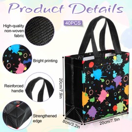 Exclaith 40 Pcs Glow in the Dark Gift Bags Glow Neon Favor Bags with Handles No Woven Neon Birthday Gift Goodie Candy Bag