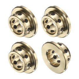sourcing map 4pcs Flange Sleeve Bearings 12mm Bore x 18mm OD x 10mm Height, Wrapped Oilless Flange Bushings Brass Graphite, Oilless Lubricating Cast Brass Bushing