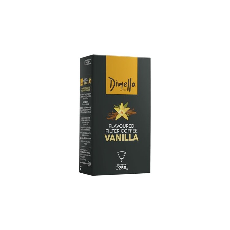 Dimello Vanilla Flavoured Ground Coffee, 250g - Luxurious Filter Blend