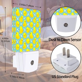 Jopowide Yellow Rubber Ducks Night Light, Dusk to Dawn Smart Sensor Nightlight for Bedroom Bathroom Kitchen Hallway Stairs Hallway, Plug-in, Energy Efficient Decor Desk Lamp Gifts