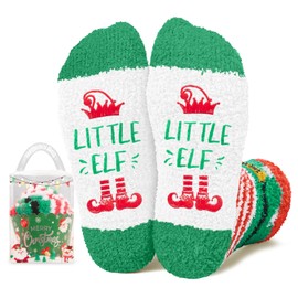 HAPPYPOP Christmas Gifts Stocking Socks for Girls - Secret Santa Socks, Fuzzy Elf Socks for 7-9 Years Old Kid Boys, Xmas Stocking Stuffers