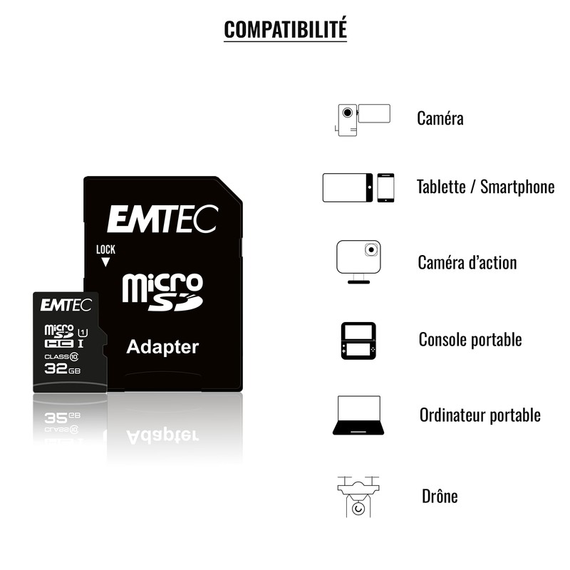 Emtec ECMSDM64GXC10 EliteGold 64GB microSDXC Speicherkarte - Highspeed, SD-Adapter UHS-I,