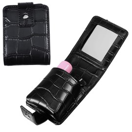 beinkmake 2Pcs Makeup Lipstick Case PU Leather Crocodile Double Lipstick Case with Mirror Portable Small Cosmetic Bag for Women Outside Mini Travel Pouch