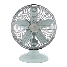 Good Housekeeping 92604 All-Metal 12" Retro Desk Office Table Fan with Wide Oscillation, 3-Speed Settings & Carrying Handle, Breezewave
