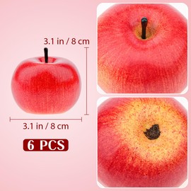 Gresorth 6pcs Lifelike Artificial Red Apple Faux Fake Apples Fruit Home House Kitchen Cabinet Decoration