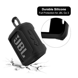 TXEsign TXesign Silicone Case Cover for JBL Go 3 Portable Speaker with Removable Strap for Bike Golf Cart Travel Carrying Case Protective Sleeve Speaker Cover (Black)