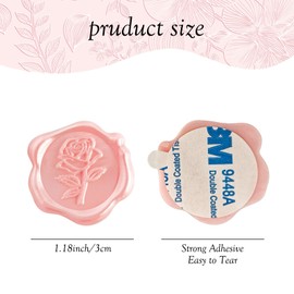 25 Pcs Pink Rose Wax Seal Stickers, Pink Wax Seal for Wedding Invitation, Easy to Use and Good Adhesion Rose Envelope Stickers, Wedding Invitation Accessories