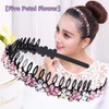 LUOLIPEYA Wave Rhinestone Teeth Comb Headbands for Women, Flower Crystal
