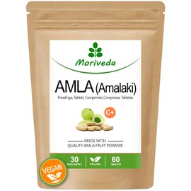 MoriVeda Amla Tablets 1000 mg, Pack of 60 I The Vitamin Bomb Made of Amlberries for Immune System, Skin, Hair & Digestion in Natural Ayurveda Top Quality I Vegan & Gluten Free I 1 x 60 Tablets