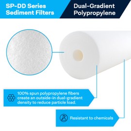 SpiroPure SP-DD-2501-20BB 20x4.5 BB 1 Micron Spun Melt-Blown Polypropylene Water Filter Cartridge SDC-45-2001 DGD-2501-20 155360-43 (Case of 6)