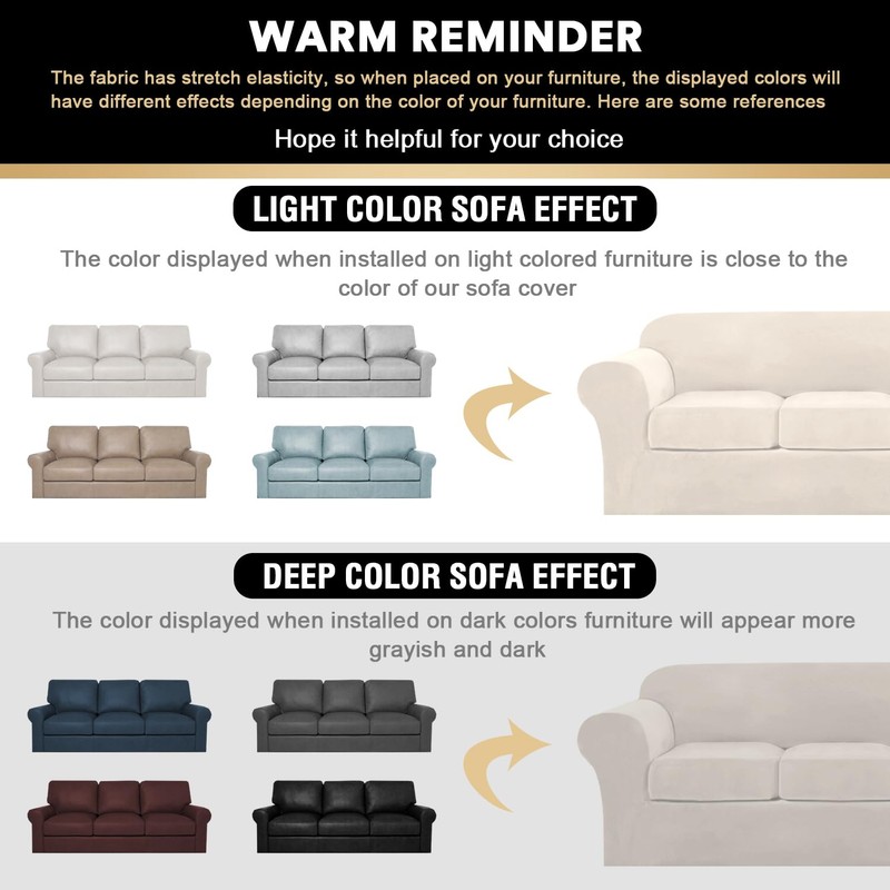 PrinceDeco Velvet Couch Covers for Sofa Soft 4 Pieces Couch