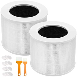 2 Pack Core Mini Replacement Filter Compatible with LEVOIT Core Mini Air Purifier, 3-in-1 H13 True Hepa Air Filter, Core Mini-RF Filter with 12 Pack Aroma Pads