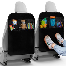 Todays Kids 2 Pack Kick Mats Back Seat Protector - Backseat Car Organizer for Kids, Car Storage Organizer, Back Seat Cars Organizers, Cars Organizers Backs Seats, Travel Accessories, 3 Pockets