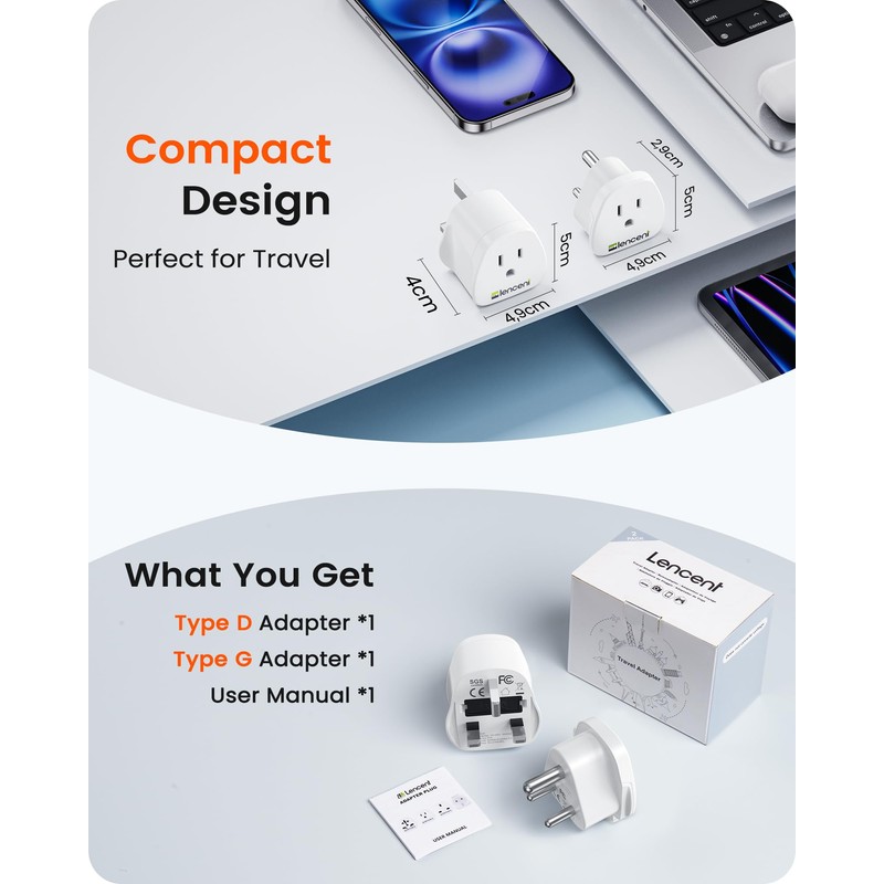 LENCENT Type D and G Travel Adapter Plug Adapter for