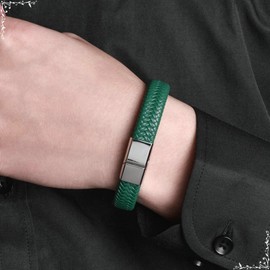 Dsnyu Bangle for men, colourful men's bracelets with magnetic clasp, simple style punk bracelet, leather for fiancé, Leather, Without cubic zirconia