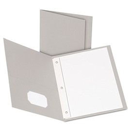 Oxford 57705 Twin-Pocket Folders with 3 Fasteners, Letter, 1/2-Inch Capacity, Gray, 25/Box