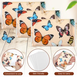 Geyee 50 Packs Facial Tissue Packs Travel Tissues Size Disposable Pocket Tissues Bulk Slim Tissues Wallet Wedding Tissues for Guest Travel School Purse Supplies, 500 Sheets 3 Ply (Retro Butterfly)