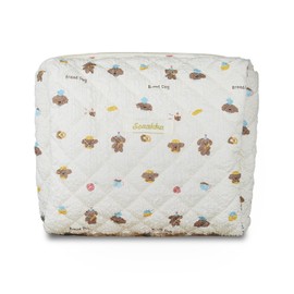 Bazasa Cosmetic Makeup Bag Large Capacity Purse Travel Toiletry Zipper Storage Pouch Make up Brushes Organizer for Women and Girls, Bread Dog