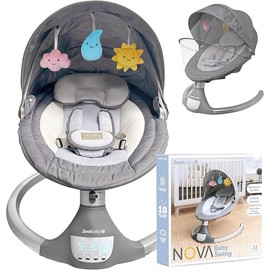 Jool Baby Nova Swing for Newborns - Electric Motorized Infant Swing, Bluetooth Music, 10 Preset Melodies, Remote (Updated Model, Gray)