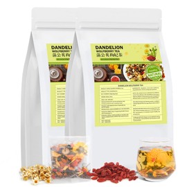 DELEIFCG Dandelion Wolfberry Teas, Dandelion Root Tea Organic, with Dandelion, Chrysanthemum, Wolfberry, Cassia Seed, Orange Peel, Gardenia, Licorice, Helps boost the immune system(2 Pack/32 Bags)