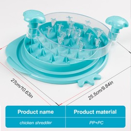 Chicken Shredder Tool Twist Large Chicken Breast Shredder Tool Twist with Brush&Fork, Visible Non Slip Meat Shredder Machine for Pork Beef Chicken (Blue, Set of 4)