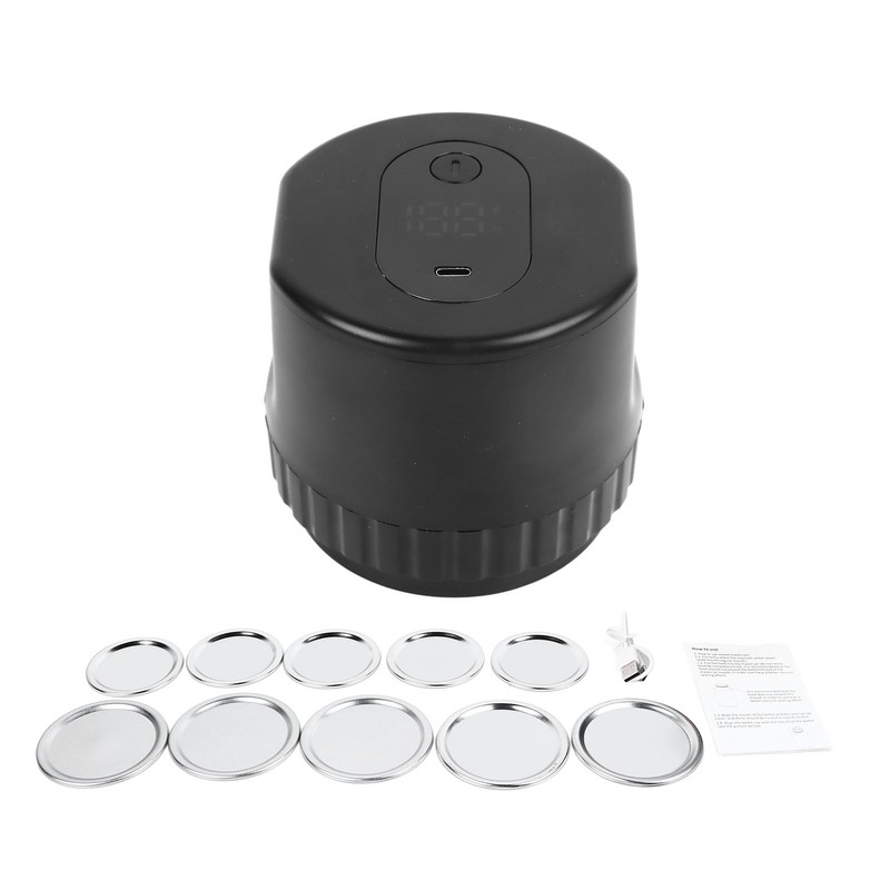 Electric Mason Jar Vacuum Sealer Kit with 10 Jar Lids
