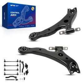 KAX Front Lower Control Arm w/Ball Joint + Tie Rod End Links Fit for 2009 Toy-ota Camry Suspension Kit K642726 K642725 K500044 K500043 12PCS