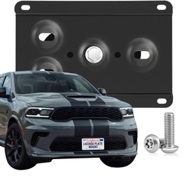 Heavy Duty Front License Plate Frame Compatible with 2008-up Challenger, 2011-up Charger, 2011-up Durango, 2011-up Grand Cherokee, No Drill Grille Mount, Anti-Theft License Plate Holders Bracket
