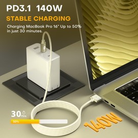 EndlesShine USB-C to Magnetic 3 Cable (6FT White) 140W Fast Charging USB C Compatible with MacBook Air Charger (15''/13'' M3 2024 15" M2 2023 13" M2 2022) MacBook Pro Charger (16"/14" 2023/2021)