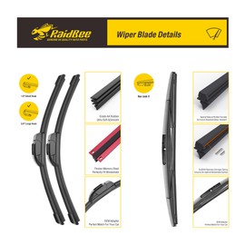 Raidbee® 3 Wipers 26"/16"/10" Replacement For TOYOTA RAV4 2018 2017 2016 2015 2014 2013 (Set of 3), 26 Inch+16 Inch Windshield Wiper Blades with 10 Inch Rear Wiper Blade-Original Factory Quality