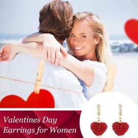 Valentines Day Earrings Gifts for Her Red Heart Earrings for Women Valentines Pink Heart Dangle Earrings for Gfriend Valentines Day Decorations Gifts for Her Valentines Day Jewelry Accessories